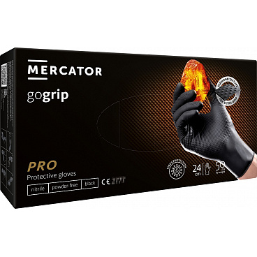 Čierne nitrilové rukavice Mercator GoGrip Black 50 kusov veľkosť XL Čierne nitrilové rukavice Mercator GoGrip Black 50 kusov veľkosť XL