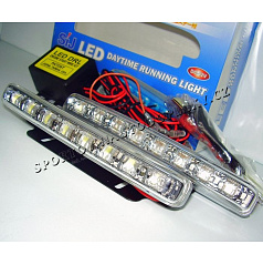Světla pro denní svícení 2x8 led, šířka/výška 155x17,8 mm