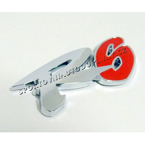 Plastový chróm znak s podlepením R6 70X32 mm