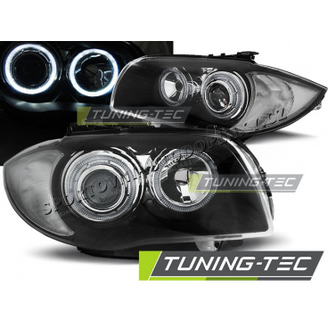 BMW 1 E87 / E81 2004-07 predné číre svetlá Angel Eyes black (LPBMD5)