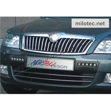 LED denné svetlá Hella s krycími plastmi z čierneho ABS, ASA, Octavia II Facelift