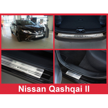 Nerez kryt- zostava-ochrana prahu zadného nárazníka + ochranné lišty prahu dverí Nissan Qashqai II 2013-16