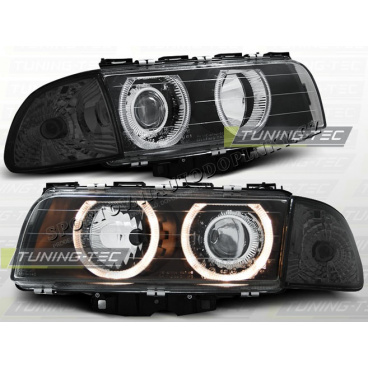 BMW E38 1994-98 Predné číre svetlá H7 / H7 Angel Eyes black (LPBM24)