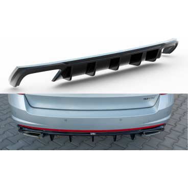 Vložka zadného nárazníka ver.2 pre Škoda Octavia RS Mk3, Maxton Design (čierny lesklý plast ABS) pre dieselové motory
