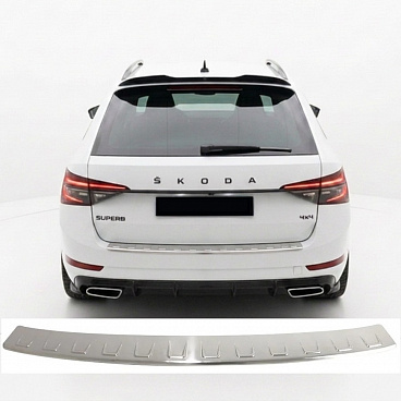 Nerez brúsený panel zadného nárazníka Škoda Superb III kombi 2015-24 Nerez brúsený panel zadného nárazníka Škoda Superb III kombi 2015-24
