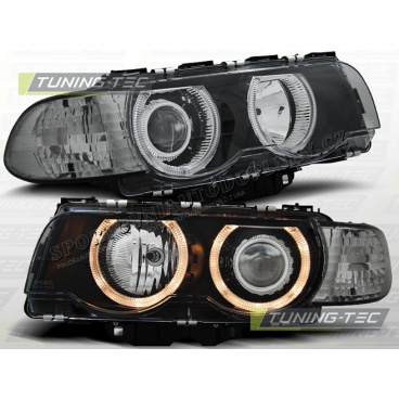 BMW E38 1998-01 Predné číre svetlá H7 / H7 Angel Eyes black (LPBM26)