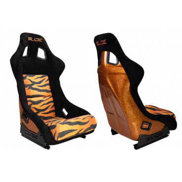 Športové kreslo SLIDE KS2 Premium Oranžová Čierna & Grafický Tiger Velúr Oranžový Trblietavý Športové kreslo SLIDE KS2 Premium Oranžová Čierna & Grafický Tiger Velúr Oranžový Trblietavý