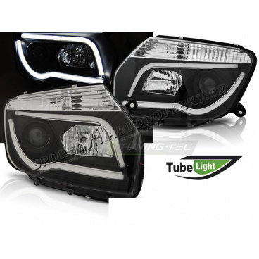 Dacia Duster 04.2010- predné číre svetlá black Tube Light (LPDA02)