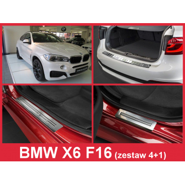 Nerez kryt- zostava-ochrana prahu zadného nárazníka + ochranné lišty prahu dverí BMW X6 F16 2014-16 Nerez kryt- zostava-ochrana prahu zadného nárazníka + ochranné lišty prahu dverí BMW X6 F16 2014-16