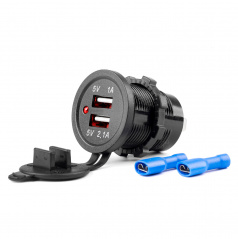 Vodotesná nabíjačka so zásuvkami 2x USB 12V 24V MOD-03 AMIO-02853