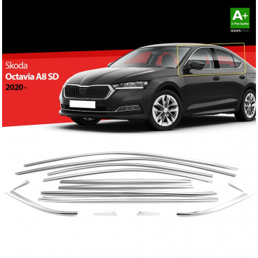 Nerez obloženie okien Škoda Octavia Iv sedan 2020+ 12 ks Nerez obloženie okien Škoda Octavia Iv sedan 2020+ 12 ks