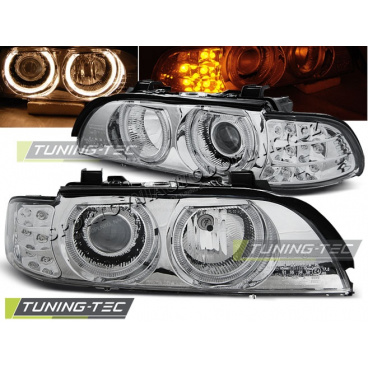 BMW E39 09.95-06.03 Predné číre svetlá Angel Eyes chrome LED indic. (LPBMA5) BMW E39 09.95-06.03 Predné číre svetlá Angel Eyes chrome LED indic. (LPBMA5)