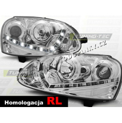 VW Golf V 2003-09 Predné číre svetlá Daylight LED Chrome (LPVWD2)