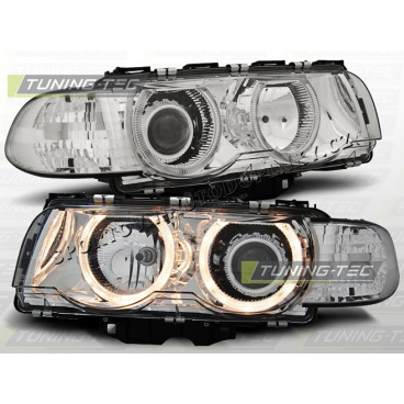 BMW E38 1998-01 Predné číre svetlá H7 / H7 Angel Eyes chrome (LPBM25)