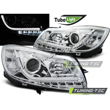 Opel Insignia 2008-12 predné číre svetlá Led Tube Lights chrome (LPOP94)