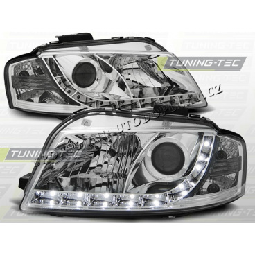 AUDI A3 (8P) 2003-08 Predné číre svetlá DAYLIGHT LED CHROME (LPAU43) AUDI A3 (8P) 2003-08 Predné číre svetlá DAYLIGHT LED CHROME (LPAU43)