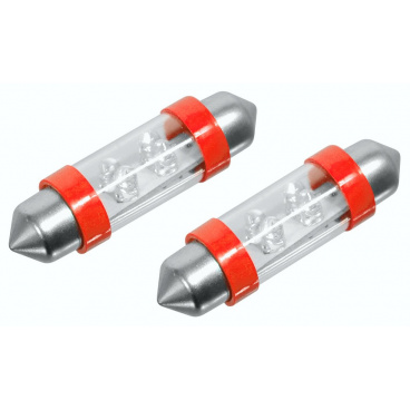 Žárovka 4LED 12V  suf. SV8.5 38mm červená  2ks