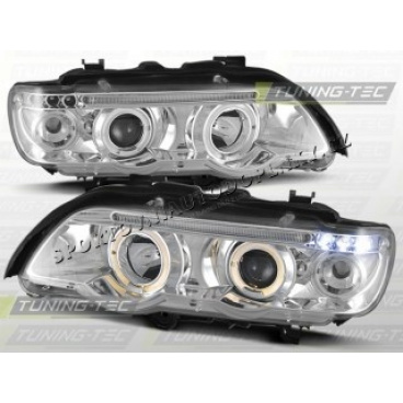 BMW X5 E53 1999-03 Predné číre svetlá Angel Eyes chróm (LPBM42)