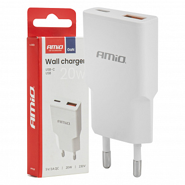 Sieťová nabíjačka 230V 20W GaN USB-C USB-A Sieťová nabíjačka 230V 20W GaN USB-C USB-A