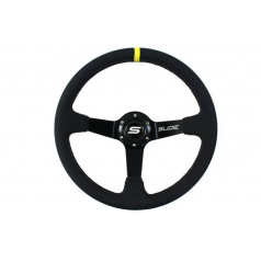 Športový volant WRC čierná koža Yellow Strip 350 mm