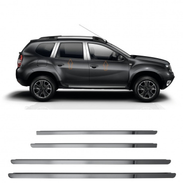 Nerez zrkadlovo čierne spodné lišty okien Omtec Dacia Duster 2010-18 4 ks