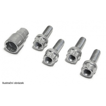 Poistné skrutky kolies M12x1,50x26mm guľové sedlo (C) 4ks + kľúč