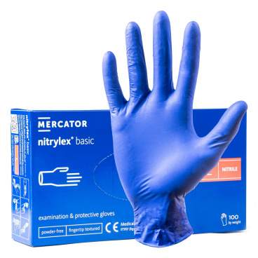 Nitrilové rukavice modré Mercator Nitrylex Basic veľkosť L 100 ks. Nitrilové rukavice modré Mercator Nitrylex Basic veľkosť L 100 ks.