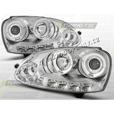 VW Golf V 2003-09 Predné číre svetlá Angel Eyes Chrome (LPVWB7)