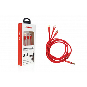 Multikábel do telefónu USB/ 3 konektory (iPhone + iPad, USB typ C a microUSB)