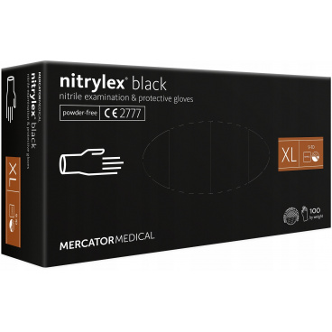 Čierne nitrilové rukavice Mercator Nitrylex Basic veľkosť XL 100 ks. Čierne nitrilové rukavice Mercator Nitrylex Basic veľkosť XL 100 ks.