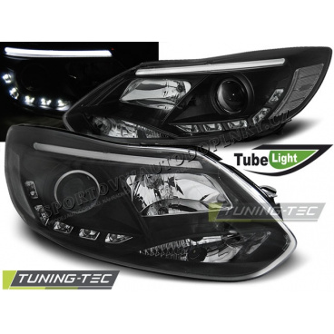 Ford Focus MK3 2011- predné číre svetlá Tube lights black (LPFO57)