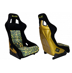 Športové kreslo SLIDE KS2 Premium Camouflage Dark Green Velur & Yellow Glitter