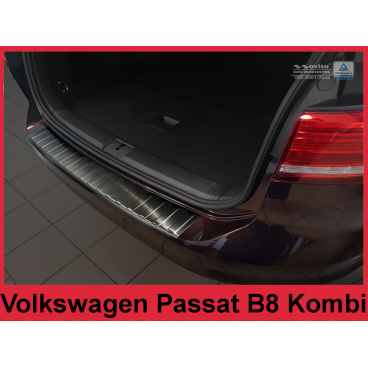 Nerez kryt čierna ochrana prahu zadného nárazníka Volkswagen Passat B8 kombi 2014+ Nerez kryt čierna ochrana prahu zadného nárazníka Volkswagen Passat B8 kombi 2014+