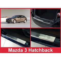 Nerez kryt- zostava-ochrana prahu zadného nárazníka + ochranné lišty prahu dverí Mazda 3 HTB. 2012-16