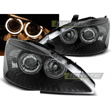 Ford Focus 10.1998-10.2001 predné číre svetlá Angel Eyes Black (LPFO42)