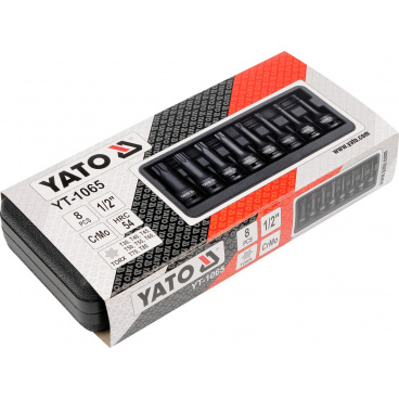 Sada nástavců 1/2" rázové 8 ks T30-T80 torx CrMo Sada nástavců 1/2" rázové 8 ks T30-T80 torx CrMo
