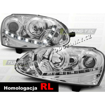 VW Golf V 2003-09 Predné číre svetlá Daylight LED Chrome (LPVWD4)