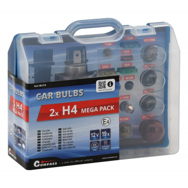 Žiarovky náhradné 12V servisný box Mega H4 + H4 + poistky