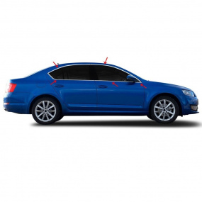 Nerez lišty bočných okien Omtec Škoda Octavia III 10 dielna sada (nie pre kombi)