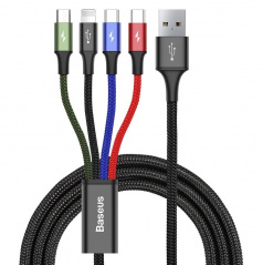 Multikábel do telefónu USB/ 4 konektory 2xUSB-C / Lightning / Micro 3,5A 1.2m