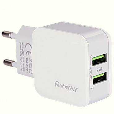 Sieťová domáce nabíjačka do 220V s 2 USB 2,4A