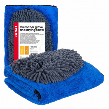 Rukavice z mikrovlákna a uterák na sušenie auta 94/800gsm 20x26/60x90cm AMIO-04489 Rukavice z mikrovlákna a uterák na sušenie auta 94/800gsm 20x26/60x90cm AMIO-04489
