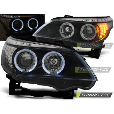 BMW E60, E61 2004-07 Predné číre svetlá Angel Eyes black (LPBM94) - skladem