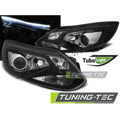 Ford Focus MK3 2011- predné číre svetlá Tube Lights black (LPFO66)