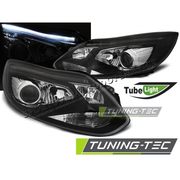 Ford Focus MK3 2011- predné číre svetlá Tube Lights black (LPFO66)
