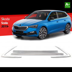 Nerez spodné obloženie okien Škoda Scala 2019+ (6 dielov)