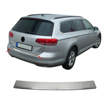 Nerez leštená hrana zadného nárazníka Omtec VW Passat kombi 2014-23 vr. Alltrack