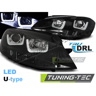 VW Golf 7 11.2012- predné číre svetlá U-Type black (LPVWK6) VW Golf 7 11.2012- predné číre svetlá U-Type black (LPVWK6)
