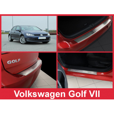 Nerez kryt zostava ochrana prahu zadného nárazníka + ochranné lišty prahu dverí VW Golf VII 2012-16 Nerez kryt zostava ochrana prahu zadného nárazníka + ochranné lišty prahu dverí VW Golf VII 2012-16