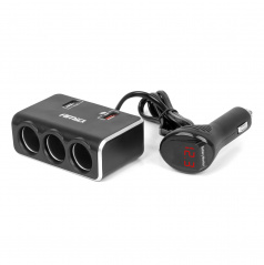Rozdeľovač zásuvky zapaľovača s nabíjačkou 2x USB-A QC3.0 12V 24V 120W 80cm AMIO-04364